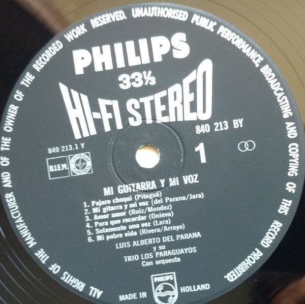 Luis Alberto del Parana y Los Paraguayos : Mi Guitarra Y Mi Voz (LP, Comp)