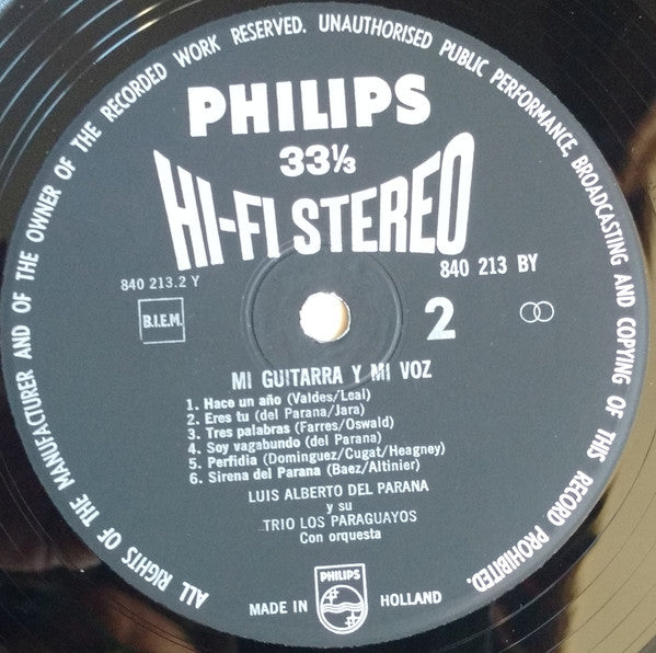 Luis Alberto del Parana y Los Paraguayos : Mi Guitarra Y Mi Voz (LP, Comp)