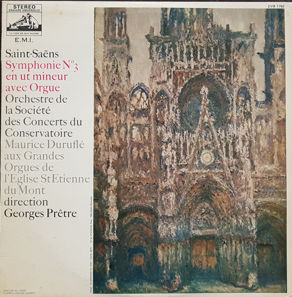 Saint-Saëns* - Orchestre De La Société Des Concerts Du Conservatoire, Maurice Duruflé, Georges Prêtre : Symphonie N° 3 En Ut Mineur Avec Orgue, Op. 78 (LP, RE)