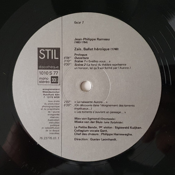 Jean-Philippe Rameau, Collegium Vocale, La Petite Bande, Gustav Leonhardt : Zaïs (4xLP, Box)