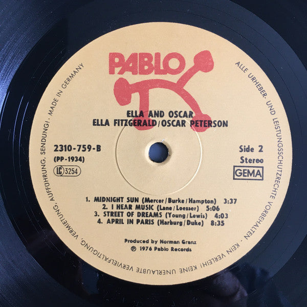 Ella Fitzgerald & Oscar Peterson : Ella And Oscar (LP, Album)