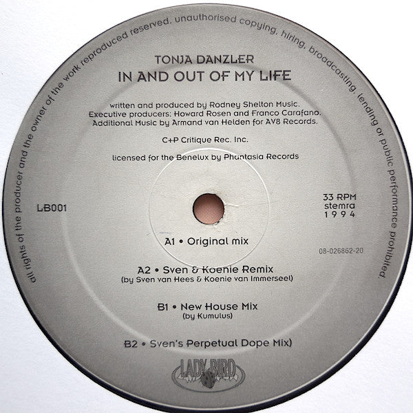 Tonja Dantzler : In And Out Of My Life (12")