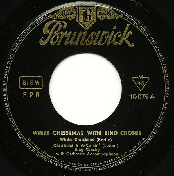 Bing Crosby : White Christmas With Bing Crosby (7", EP, RE)
