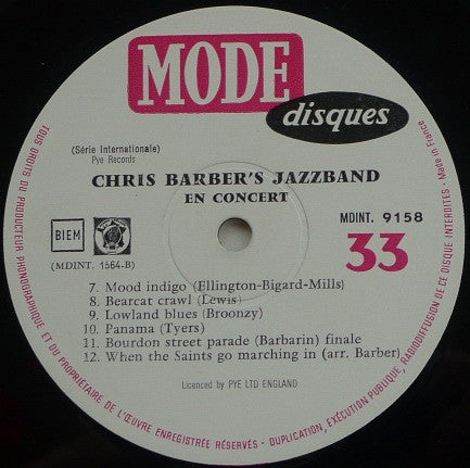 Chris Barber's Jazz Band : In Concert (LP, Album, Mono)