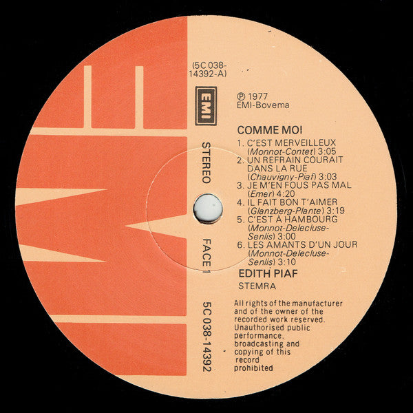 Edith Piaf : Comme Moi (LP, Comp)