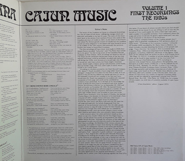 Various : Louisiana Cajun Music Volume 1 - First Recordings - The 1920's (LP, Comp)