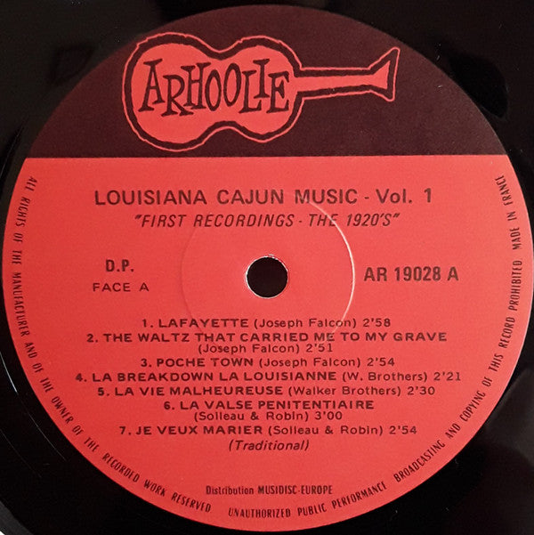 Various : Louisiana Cajun Music Volume 1 - First Recordings - The 1920's (LP, Comp)