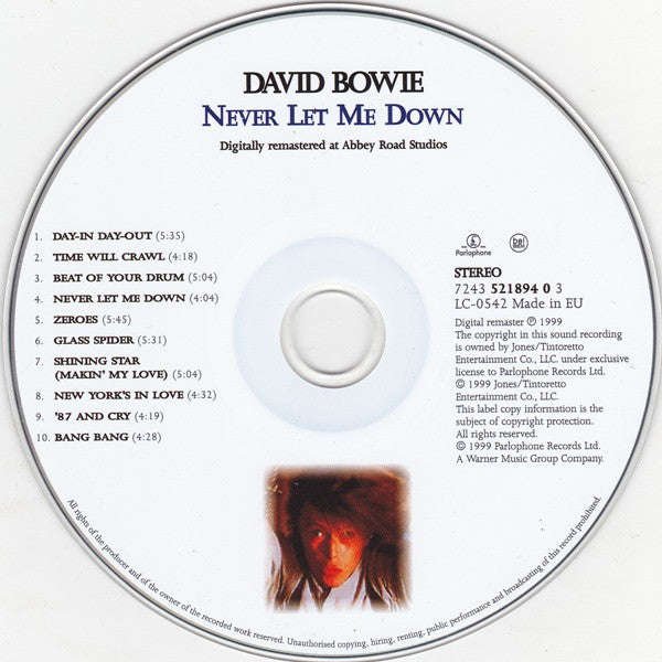 David Bowie : Never Let Me Down (CD, Album, Enh, RE, RM)