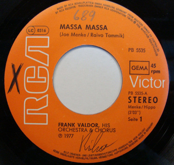Chor Und Orchester Frank Valdor : Massa Massa (7", Single)