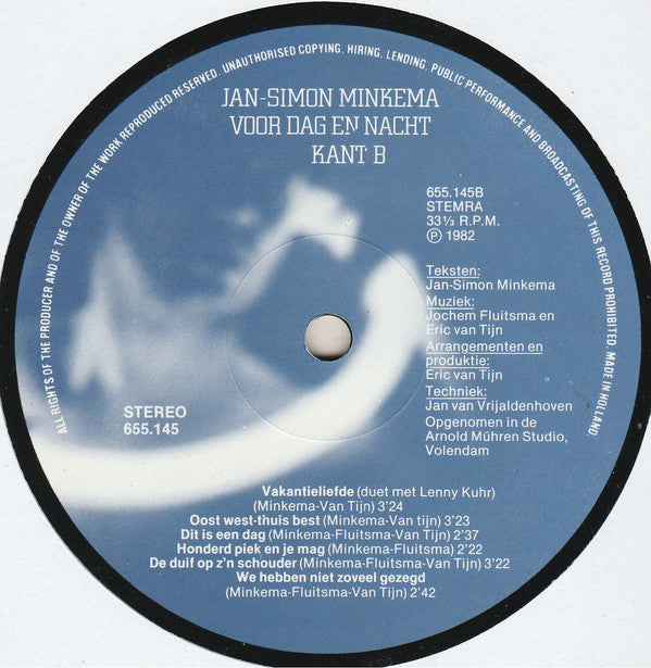 Jan Simon Minkema : Voor Dag En Nacht (LP, Album)