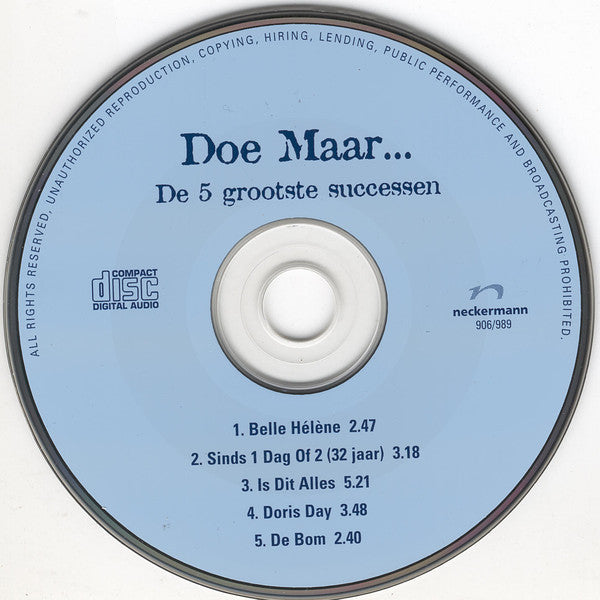 Doe Maar : De 5 Grootste Successen (CD, Comp)