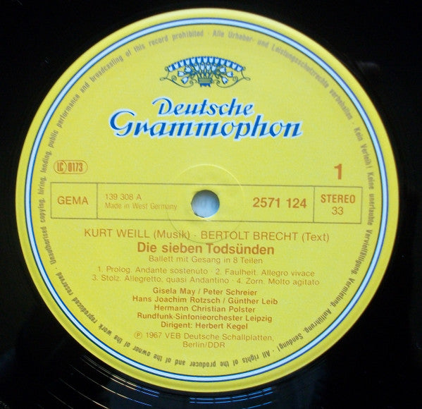 Brecht* & Weill* - Gisela May : Die Sieben Todsünden (LP, Album, RE)