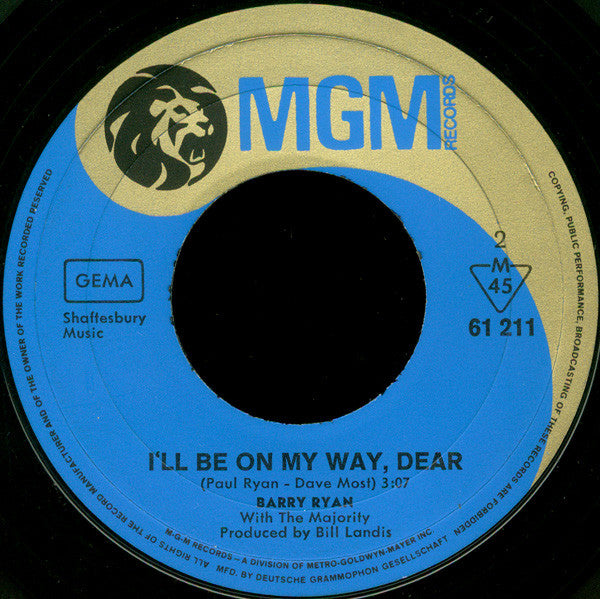 Barry Ryan With The Majority : Love Is Love (7", Single, Mono)