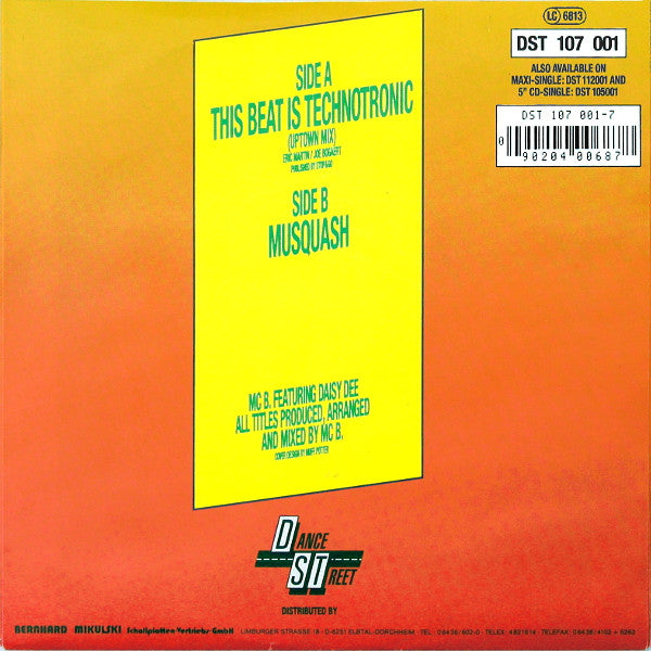 MC B Featuring Daisy Dee : This Beat Is Technotronic (7", Single)
