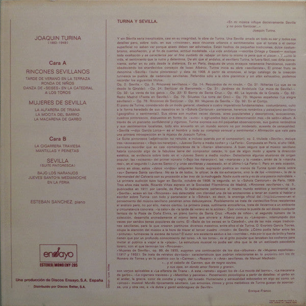 Joaquín Turina, Esteban Sánchez : Sevilla (LP)