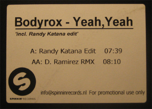 Bodyrox : Yeah, Yeah (12", Promo)