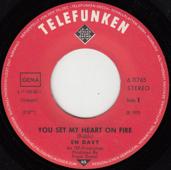 En Davy : You Set My Heart On Fire (7", Single)
