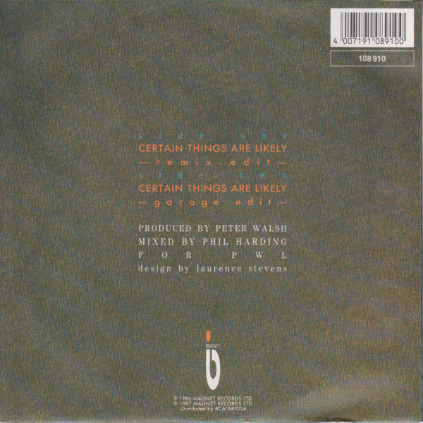 Kissing The Pink : Certain Things Are Likely (7", Single)