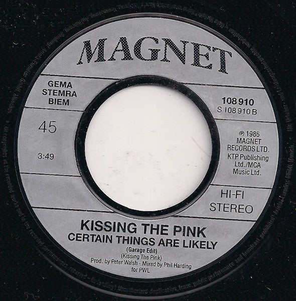 Kissing The Pink : Certain Things Are Likely (7", Single)
