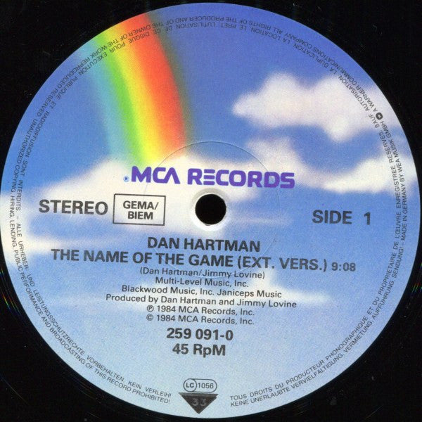 Dan Hartman : Name Of The Game (12", Maxi)