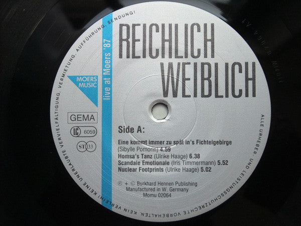 Reichlich Weiblich : Live At Moers Festival '87 (LP, Album)