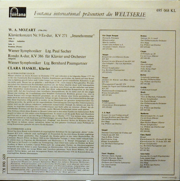 Wolfgang Amadeus Mozart, Clara Haskil : Klavierkonzert Nr. 9 KV 271 »Jeunehomme-Konzert« / Rondo A-dur KV 386  (LP, Mono)
