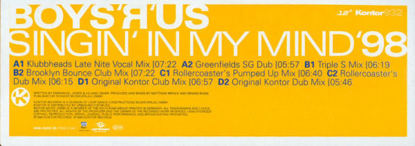Boys-R-Us : Singin' In My Mind '98 (2x12")