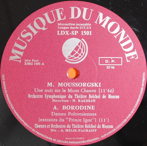 Alexander Borodin, Modest Mussorgsky, Nikolai Rimsky-Korsakov : Danses Polovtsiennes - Dans Les Steppes De L'Asie Centrale - Une Nuit Sur Le Mon Chauve - Capriccio Espagnol (LP)