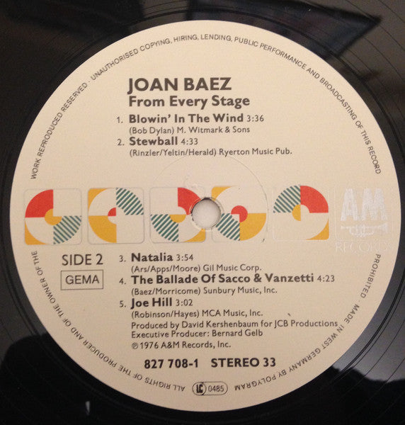 Joan Baez : From Every Stage (2xLP, Album, RE, Gat)