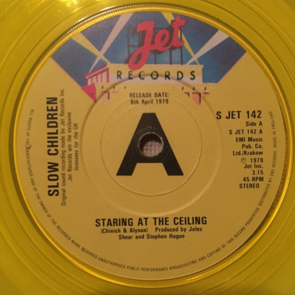 Slow Children (2) : Staring At The Ceiling (7", Single, Promo, Yel)