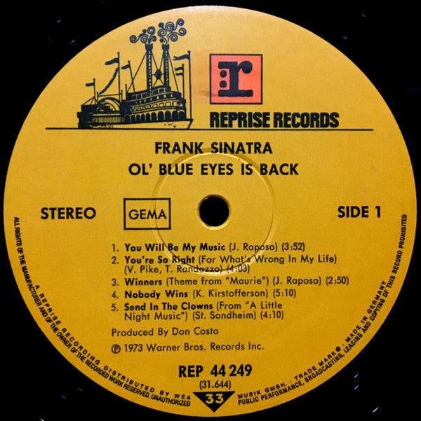 Frank Sinatra : Ol' Blue Eyes Is Back (LP, Album, Gat)