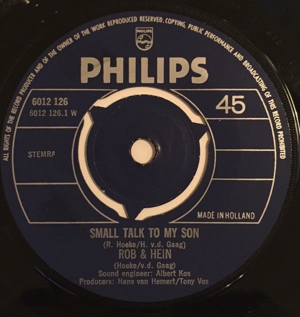 Rob Hoeke & Hein van der Gaag : Small Talk To My Son (7")