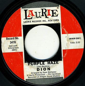 Dion (3) : Purple Haze / The Dolphins (7", Single, Mono)