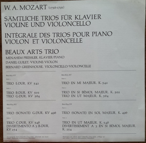 Wolfgang Amadeus Mozart - Beaux Arts Trio : Sämtliche Klaviertrios (2xLP, Album + Box, Album)