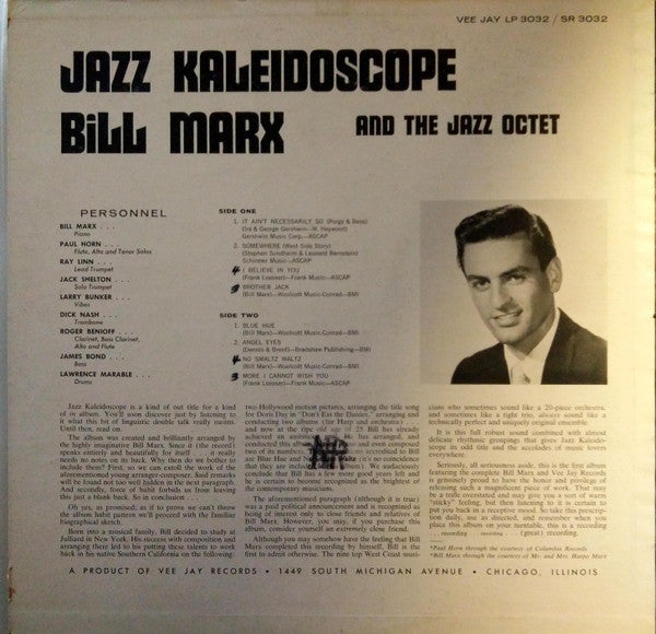 Bill Marx And The Jazz Octet : Jazz Kaleidoscope (LP, Album)