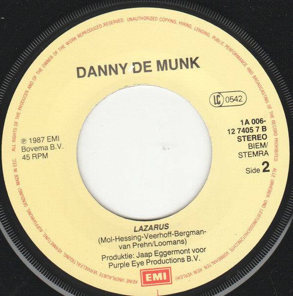 Danny de Munk : Amsterdam, Laat Je Niet Kisten / Lazarus (7")