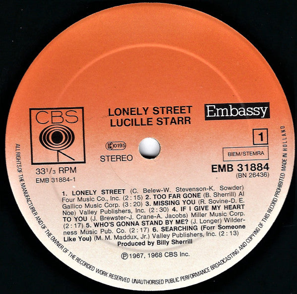 Lucille Starr : Lonely Street (LP, Album)