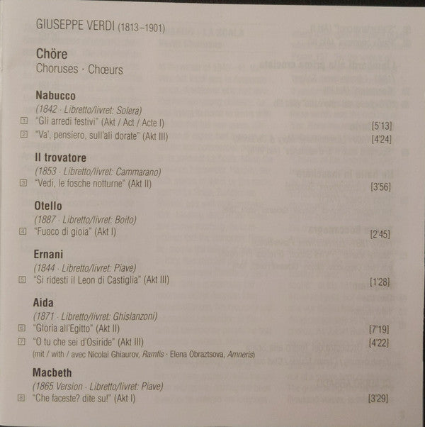 Giuseppe Verdi, Coro Del Teatro Alla Scala e Orchestra Del Teatro Alla Scala, Claudio Abbado : Verdi Chöre (CD, Comp, RE, RM)