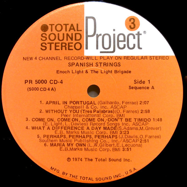 Enoch Light & The Light Brigade* : Spanish Strings (LP, Album, Quad, CD-)