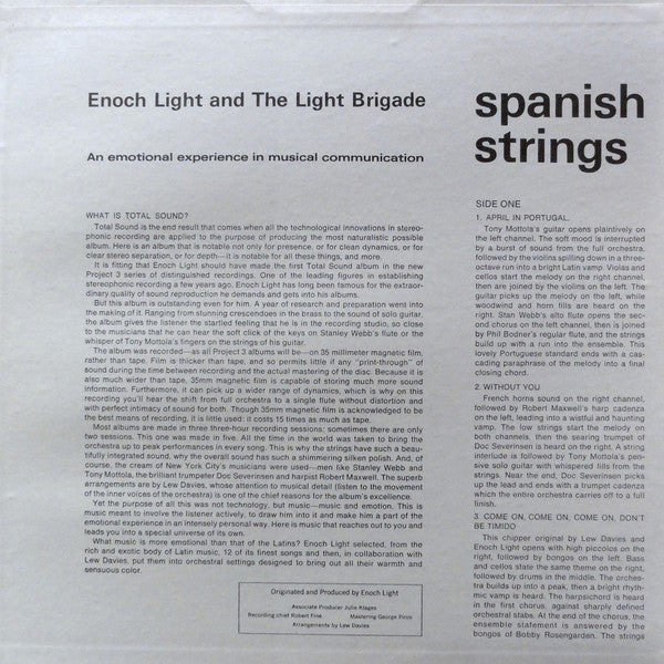 Enoch Light & The Light Brigade* : Spanish Strings (LP, Album, Quad, CD-)