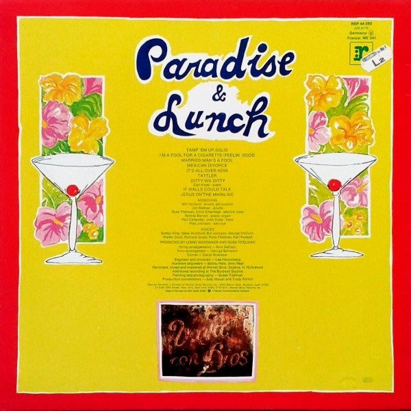 Ry Cooder : Paradise And Lunch (LP, Album, RE)