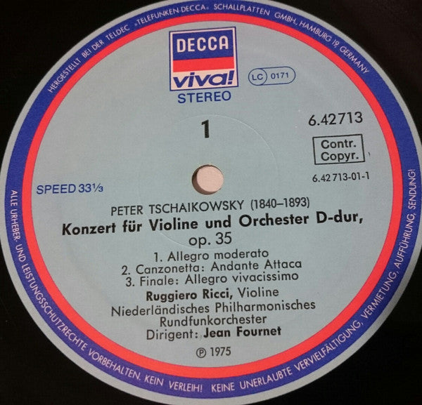 Mendelssohn*, Tchaikovsky*, Ruggiero Ricci : Violin Concertos (LP)