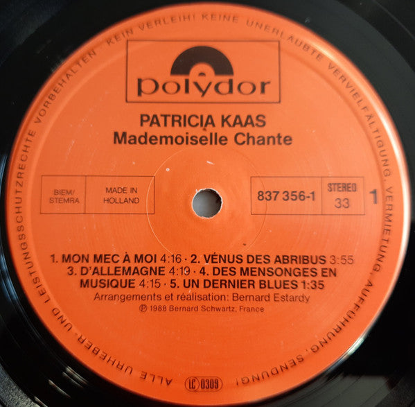 Patricia Kaas : Mademoiselle Chante... (LP, Album)