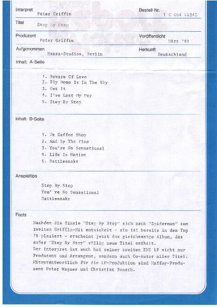 Peter Griffin : Step By Step (LP, Album)