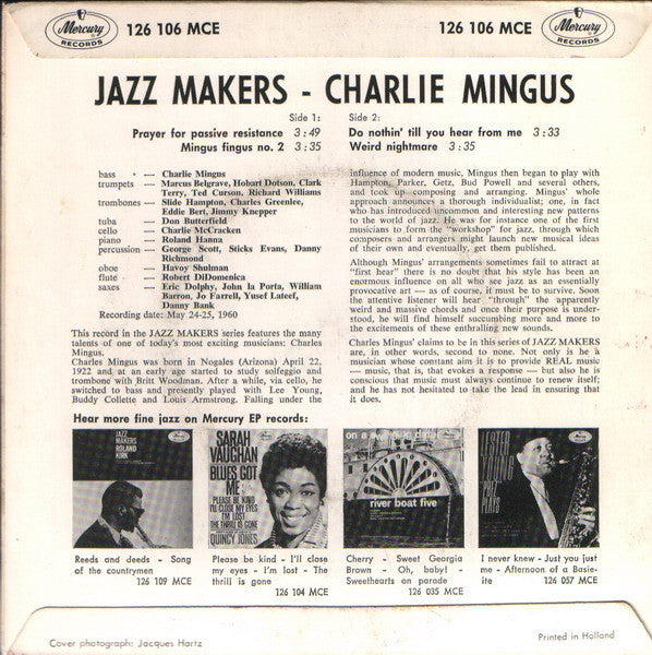 Charles Mingus : Jazz Makers (7", EP)