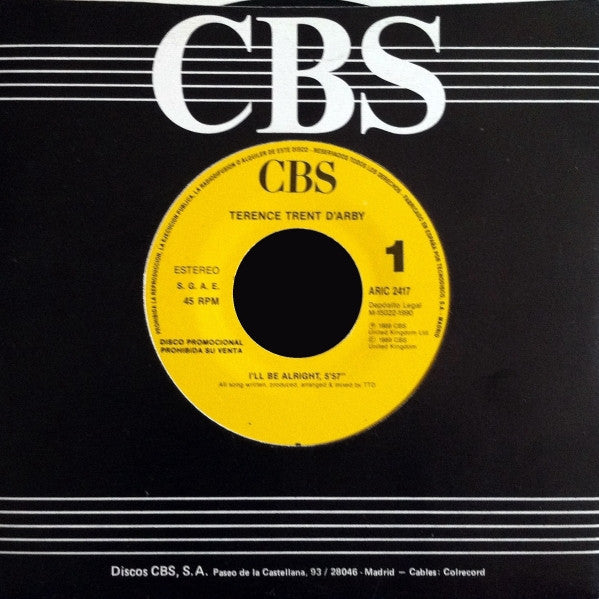 Terence Trent D'Arby : I'll Be Alright (7", S/Sided, Single, Promo)