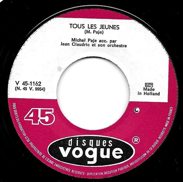 Michel Paje : Tous Les Jeunes (7", Single)