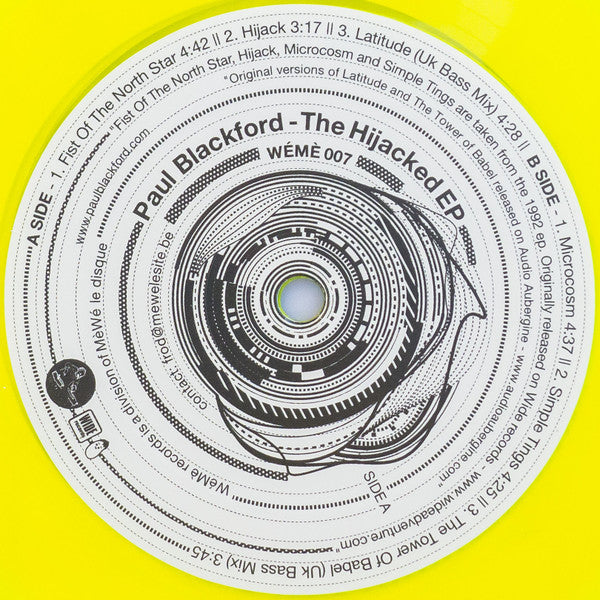 Paul Blackford : The Hijacked Ep (12", EP, Yel)
