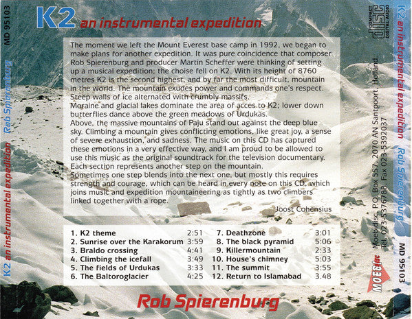 Rob Spierenburg : K2 An Instrumental Expedition (CD, Album)