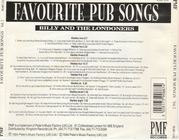 Billy And The Londoners : Favourite Pub Songs Vol. 2 (CD)